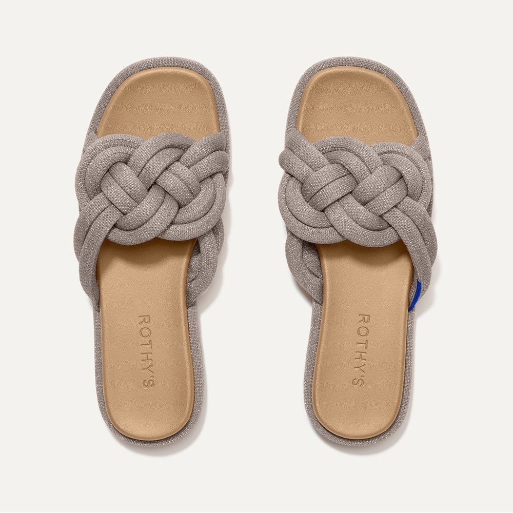 Rothy's Silver Gray Sandals Woven Flat